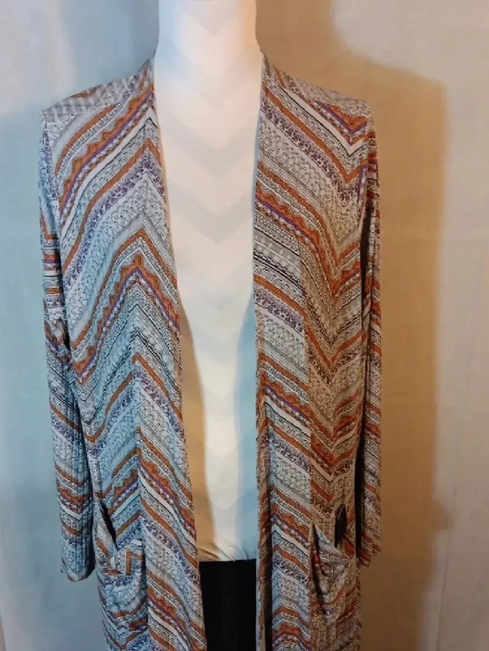 LuLaRoe Open Front Chevron Print Duster Cardigan